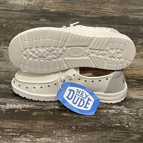 Hey Dude Shoes Womens Size 7 Wendy Star Studded White Comfy Beach Casual NEW - Picture 13 of 15